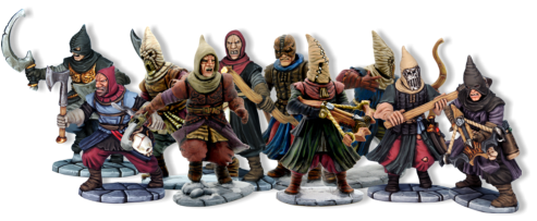 The Frostgrave Cultists box set contains enough parts to make 20 different figures. There are multiple heads, arms, weapons and accoutrements per frame, no two warbands will ever be the same.