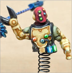 Simon Fairweather. Flybotz. Clever conversions that stay true to the Automaton aesthetic, Well painted using bright colours to emphasise the craziness of the group, Unified basing ties the unique models together beautifully, Just great fun to look at.