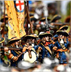 French vs Dutch tabletop action in the Low Countries, using the Never Mind the Matchlocks rules and the North Star 1672 range of figures, by Matchlocks author Andy Callan. 